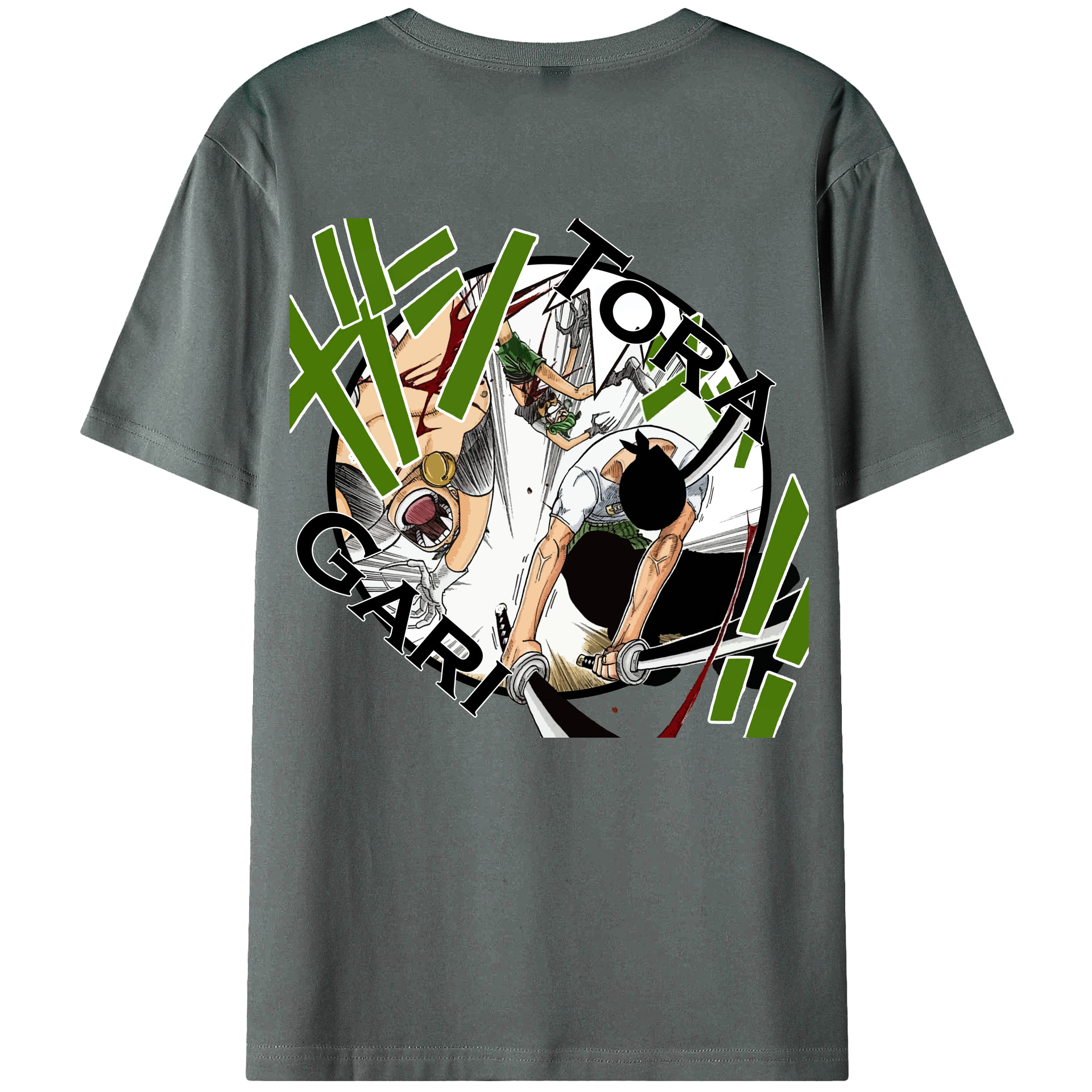 ワンピース ロロノア・ゾロ ONE PIECE Roronoa Zoro 綿100％ メンズ半袖Tシャツ（バックプリント） 通気性